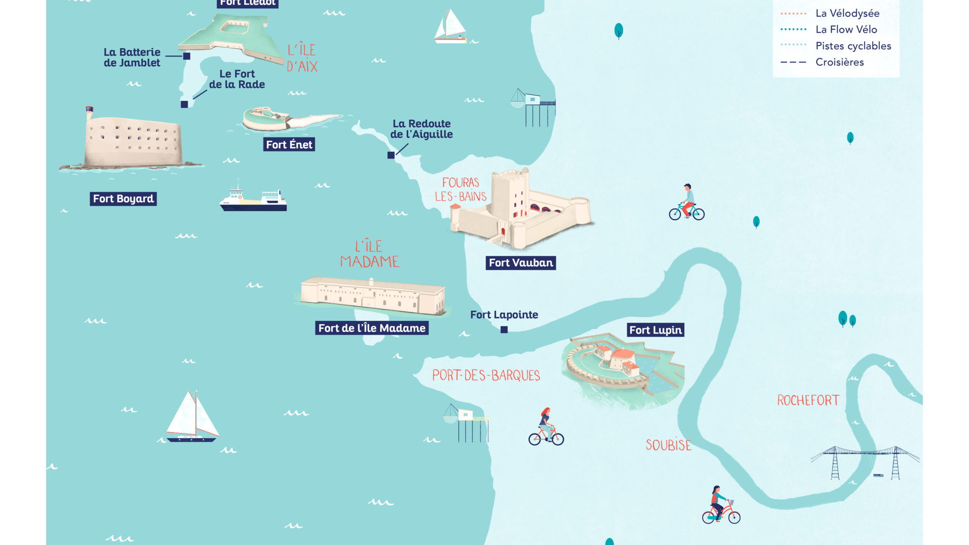 Carte des forts à Rochefort Ocean en Charente Maritime © C.Gautier