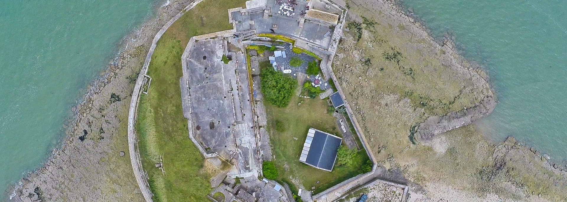 Aerial view above fort Enet