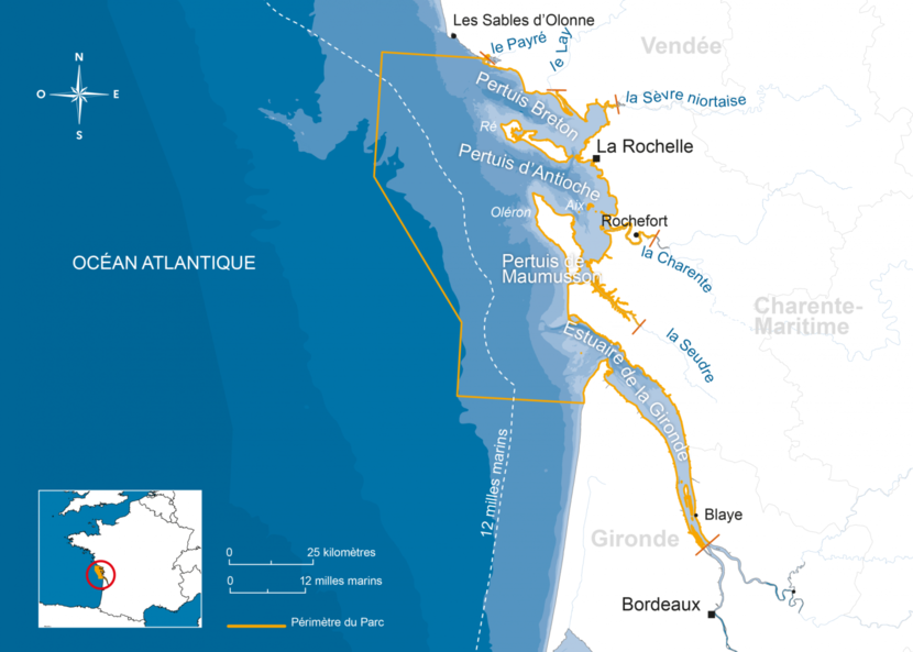 Plan du Parc Naturel Marin _ Estuaire de la Gironde et la Mer des Pertuis